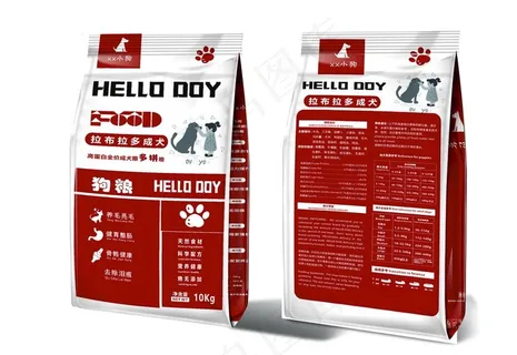 女孩和狗粮包装图片