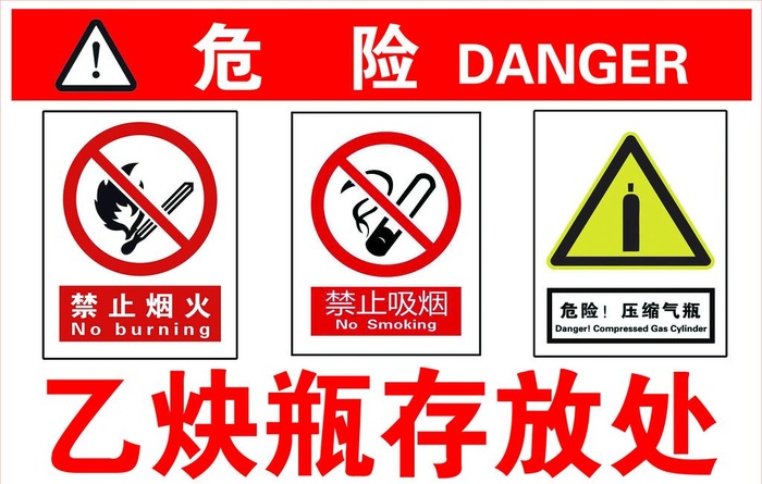 危险 乙炔瓶存放处图片(7087x4724)psd模版下载