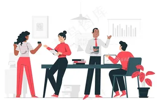 扁平化办公室人群图片