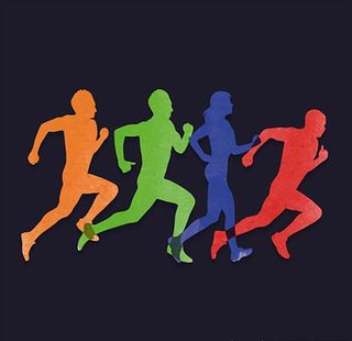 彩色跑步比赛剪影轮廓插图图片