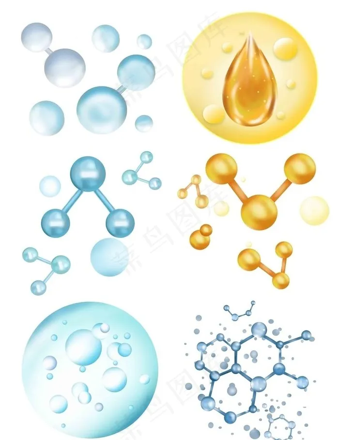 晶莹剔透水分子元素水分子结构元图片