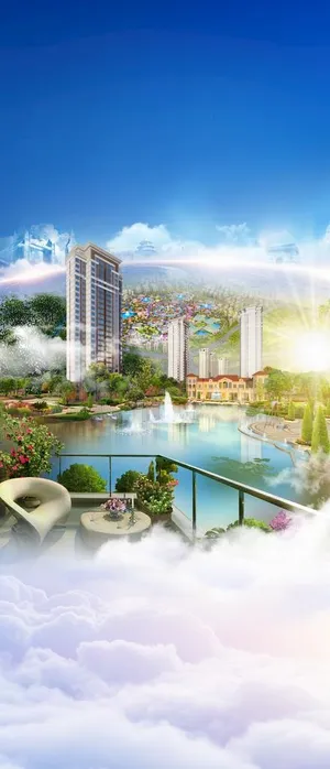 房地产住宅湖景舒居微海报图片