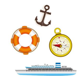 指南针 游轮 船锚 救生圈图片