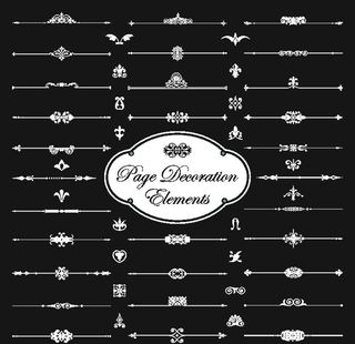 矢量欧式花纹复古手账素材图片