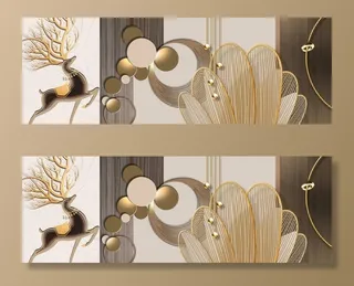 抽象麋鹿几何图形装饰画图片