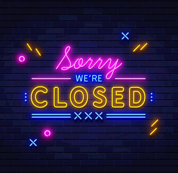 霓虹灯关店灯效矢量图片