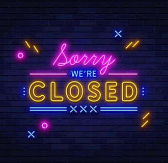 霓虹灯关店灯效矢量图片