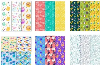 6款清新校园元素无缝背景矢量图图片