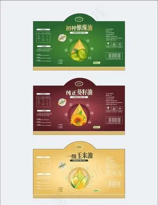简约食用油不干胶包装图片