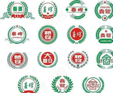 麦穗 稻穗组合的标图片