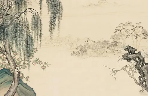 山水复古古风海报背景图片