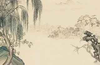 山水复古古风海报背景图片