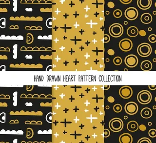 3款手绘圆环和加号无缝背景矢量图片