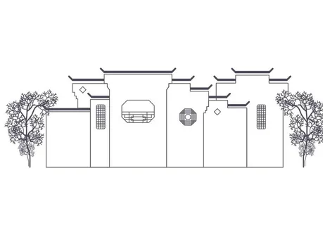 古代房屋插画图片