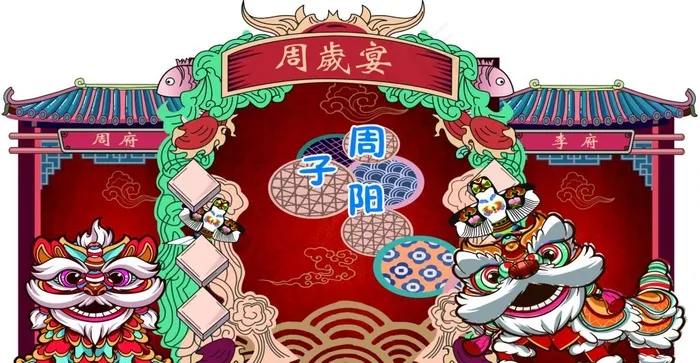 周岁宴图片(11339x6236)psd模版下载