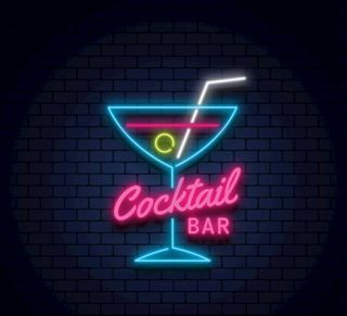 鸡尾酒酒吧霓虹灯图片