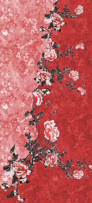 红色复古定位花图片