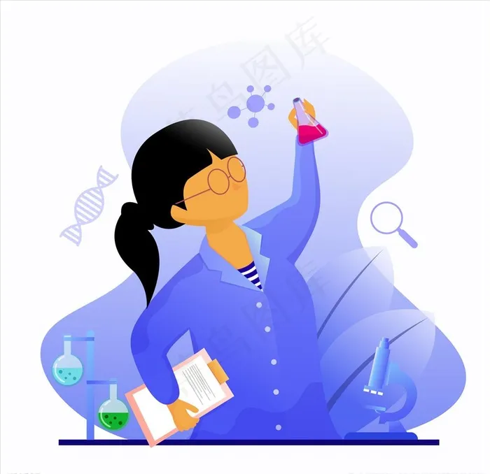 卡通化学研究图片ai矢量模版下载