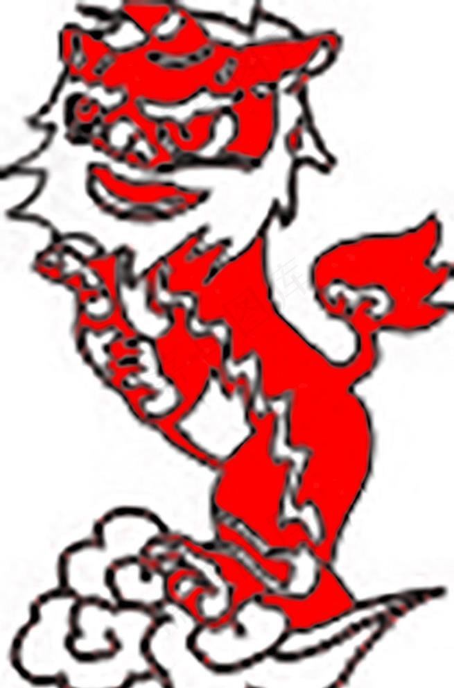 狮子 雕刻 红色舞狮 矢量图图片