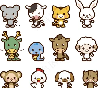 十二生肖卡通动物形象图片