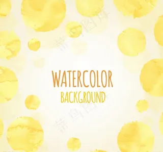 黄色水彩圆点背景图片
