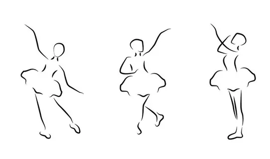 手绘芭蕾动作舞蹈矢量图片