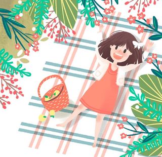 踏青小女孩图片