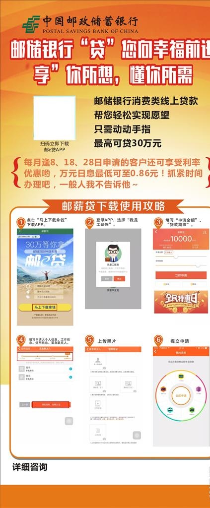 邮薪贷贷款详情及贷款操作攻略图片cdr矢量模版下载