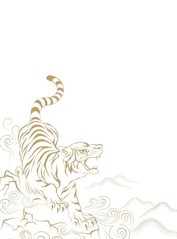 下山虎 线条矢量图  吉祥动物图片