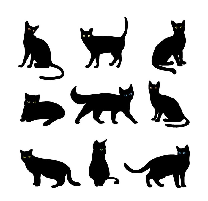 猫剪影图片ai矢量模版下载