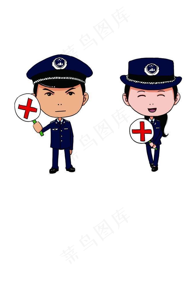 男女 卡通城管图片psd模版下载