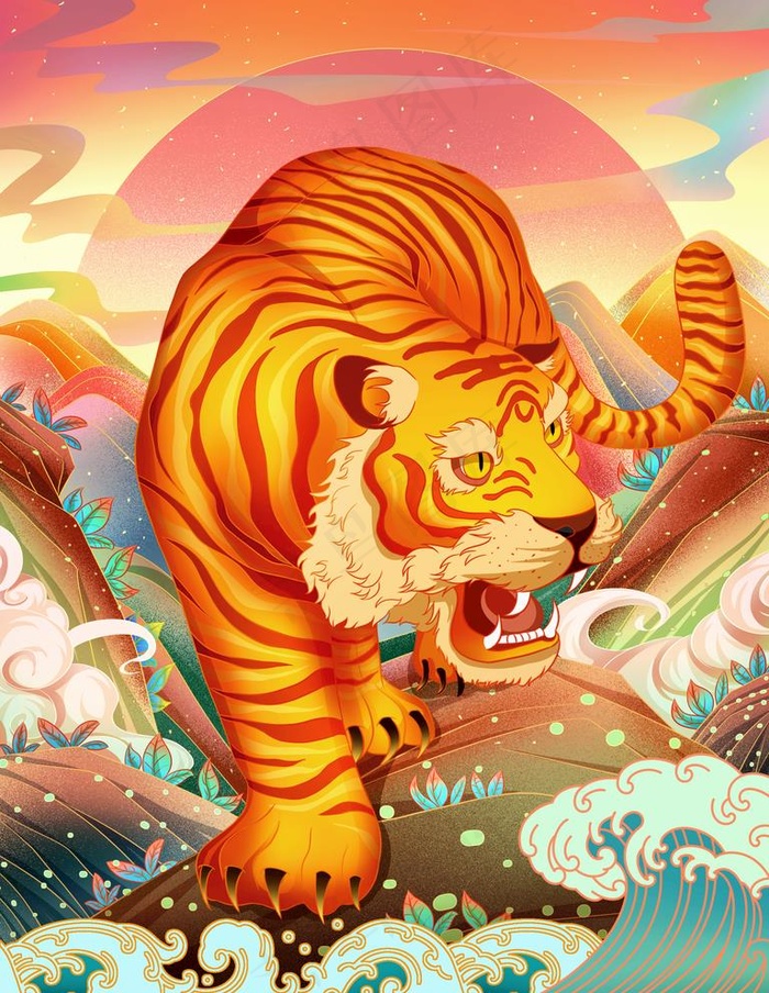 虎年插画海报图片(2126x2835)psd模版下载