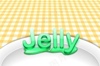 黄色格子绿色啫喱果冻文字效果图片