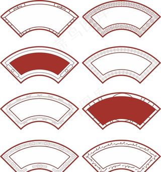 中国红扇形边框图片