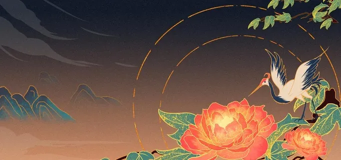 仙鹤中国风艺术画图片