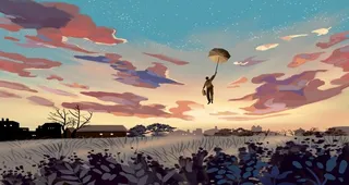 户外横版落日插画图片