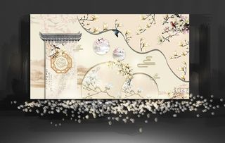 香槟色新中式婚礼迎宾区效果图图片