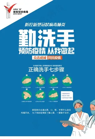 正确七步洗手法宣传海报PSD素图片
