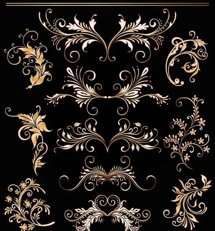 金色花纹花边装饰元素图片