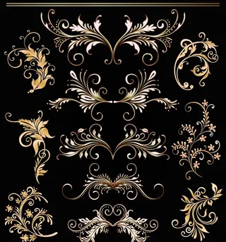 金色花纹花边装饰元素图片