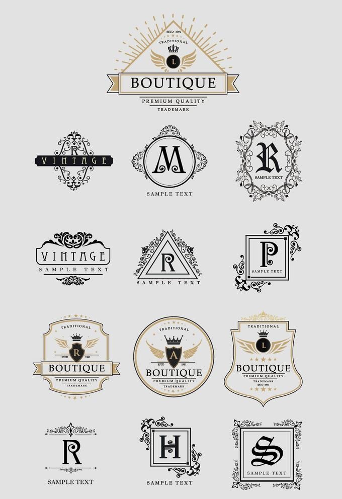 AI矢量欧式字母LOGO图片