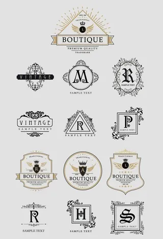 AI矢量欧式字母LOGO图片