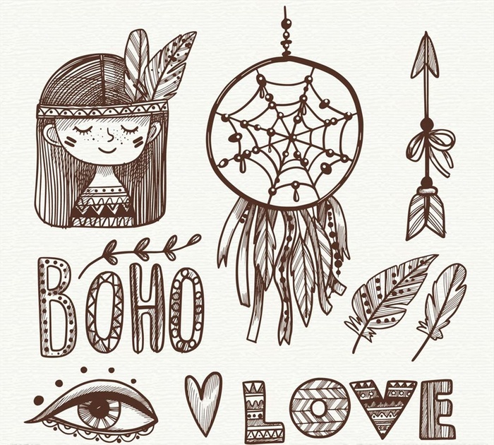 手绘波西米亚元素图片