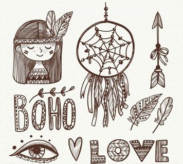 手绘波西米亚元素图片