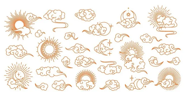 中国风祥云素材点缀矢量图片