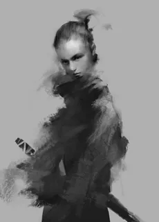 水墨手绘武士图片