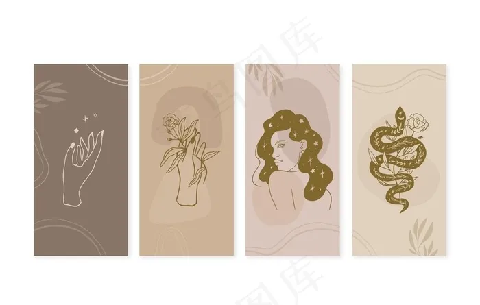 手绘水彩波西米亚图案设计图片ai矢量模版下载