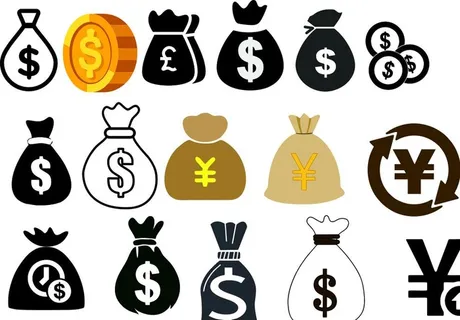 钱币  钱袋子  矢量图图片