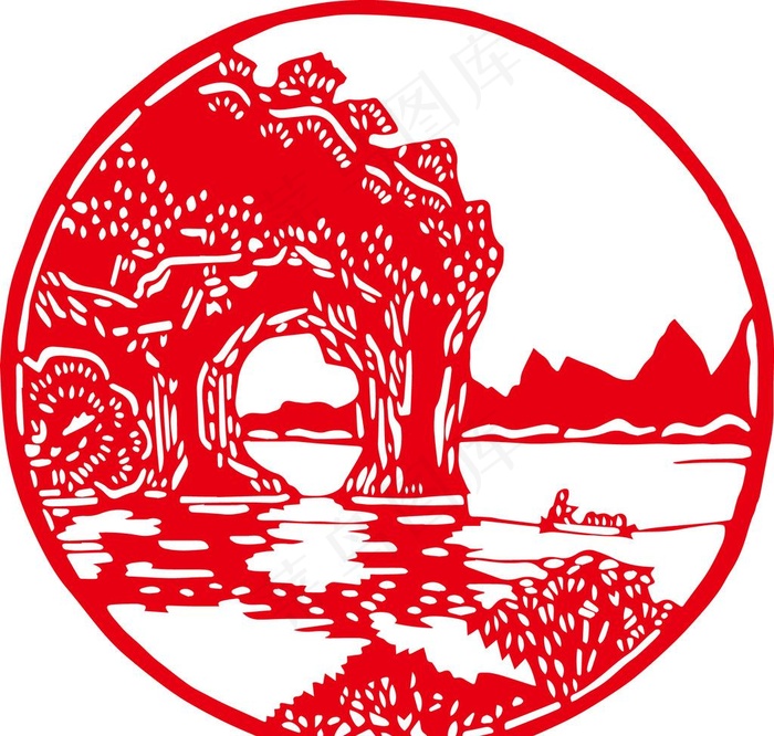 桂林象鼻山剪纸图片
