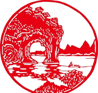 桂林象鼻山剪纸图片